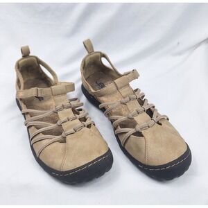 Jambu JBU Juliet‎ Tan Vegan Hook & Loop Adj. Mary Jane Flats Size 8.5M